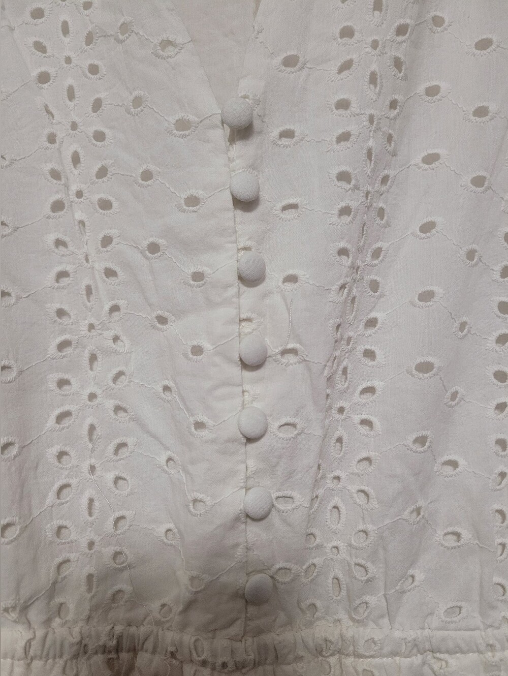 Eloquii White Eyelet Button-Front Midi Dress with Collared V-Neck Size 18 - Picture 4 of 6